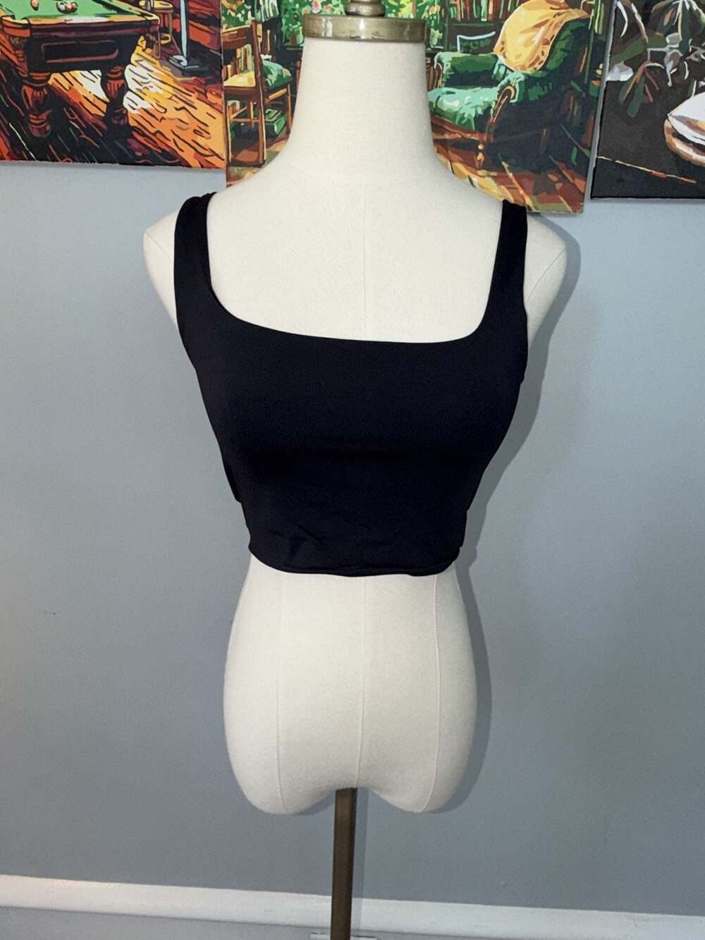 Second Skin by RD Style Black Square Neck Crop Tank Top size S